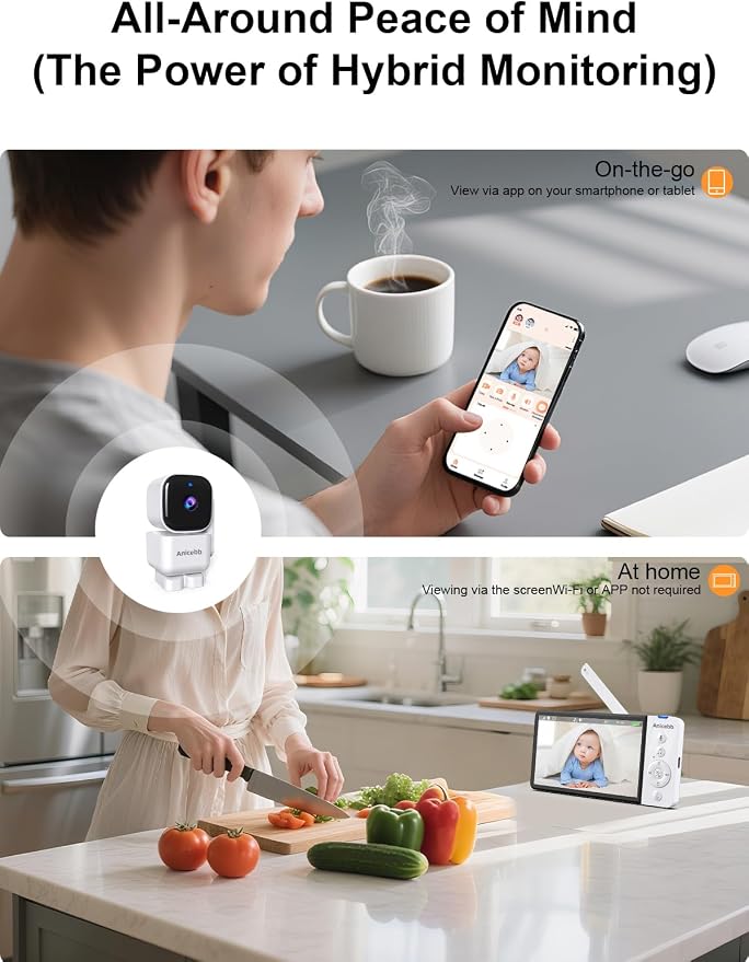 Smart Baby Monitor with 2 Cameras and Phone App, Dual Mode, Auto Motion Tracking - Image 3
