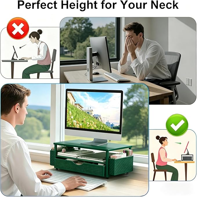 Spacrea Desk Organizer and Accessories, Computer Monitor Stand Riser - Image 3