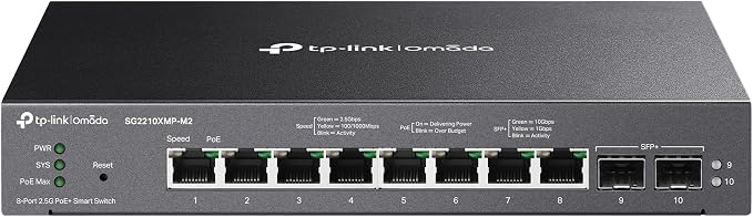 TP-Link SG2210XMP-M2 Omada 8-Port 2.5GBASE-T and 2 10GE SFP+ Smart Switch by TP-Link