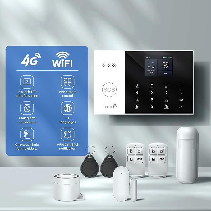 LWOHSI Wireless Alarm System, DIY 4G/WiFi Home Security Systems, Phone APP Alert - Image 5
