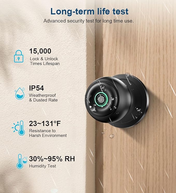Fingerprint Door Lock, Smart Fingerprint Door Knob - Image 3