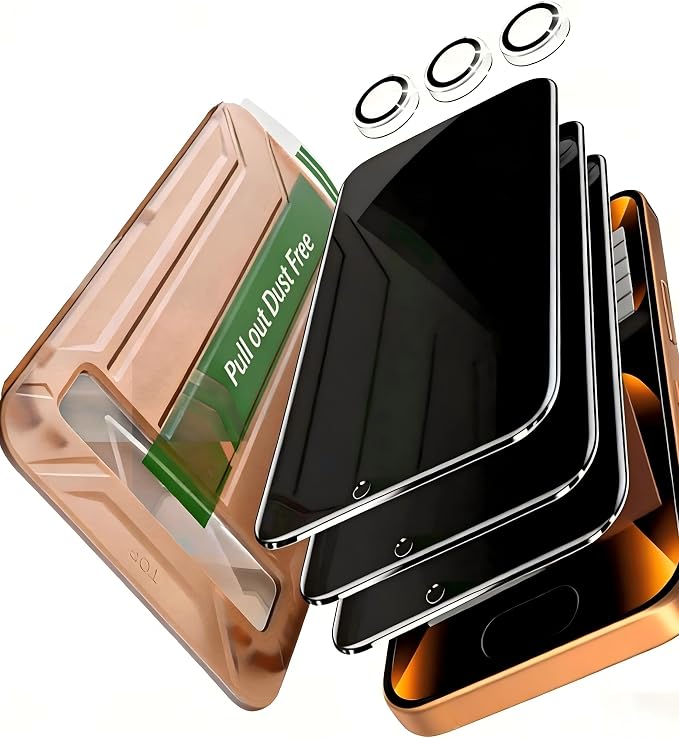 YMHML 3 Pack Compatible for iPhone 17 Pro Privacy Screen Protector Tempered by YMHML