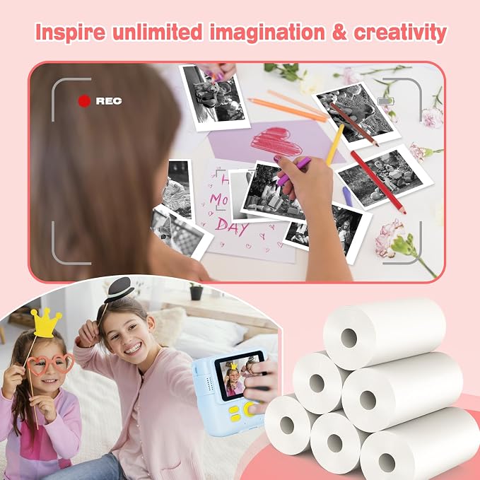6 Rolls Kids Camera Instant Print Refill Paper Set, Phetium HD Printing Thermal - Image 4