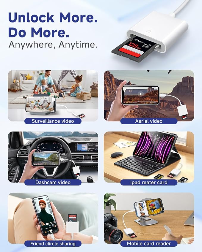 USB C SD Card Reader for iPhone 17/16/15, Durable TPE Type C Camera Adapter for - Image 4