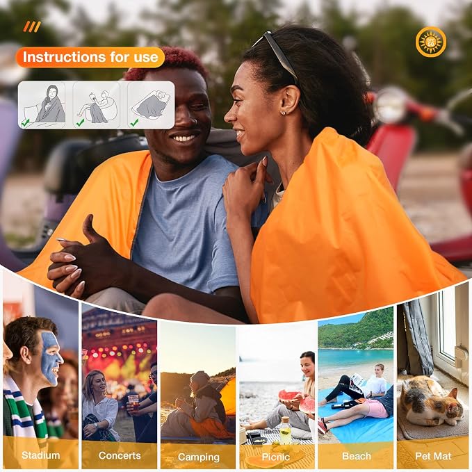 DUKUSEEK Hooded Outdoor Blanket, Extra Large Waterproof Camping Blanket - Image 9