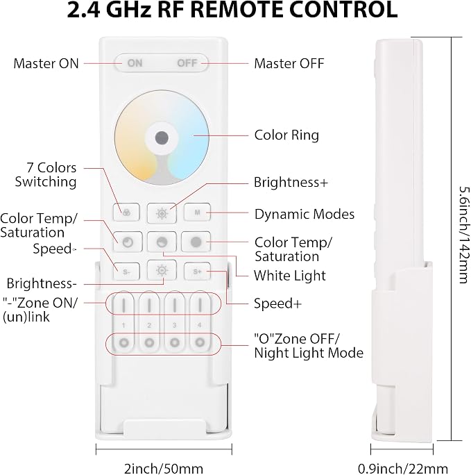 4-Zone 2.4G Wireless RF Remote Control, 99ft 360 Control, 4 Channel Group - Image 2