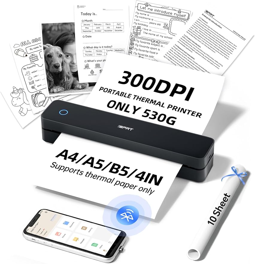 iDPRT MT610Pro Portable Thermal Printer, 300DPI HD Mobile-Travel-Printers by iDPRT
