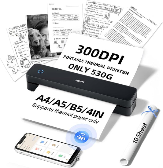 iDPRT MT610Pro Portable Thermal Printer, 300DPI HD Mobile-Travel-Printers by iDPRT