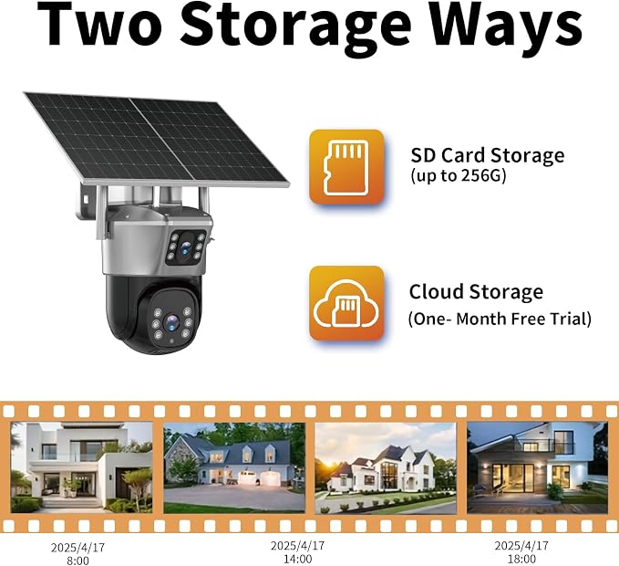 4G Solar Security Camera, 2K Dual-Lens Outdoor Camera Wireless - Image 8