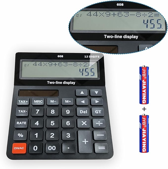 Battery and Solar Unique 120-Step Calculation Check Memory 12 Digit 2 Line by DECKLIT