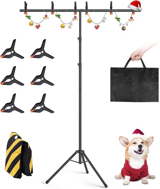 Forlogic Portable T-Shape Backdrop Stand Support Kit 8x5.3ft, Adjustable Photo by Forlogic