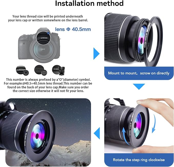 40.5mm Lens to 52mm Camera Lens Adapter, 40.5mm to 52mm Filter Step up Ring - Image 5