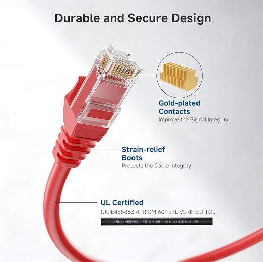 Cable Matters 10Gbps 5-Pack Snagless Cat 6 Ethernet Cable - 7ft - Image 4