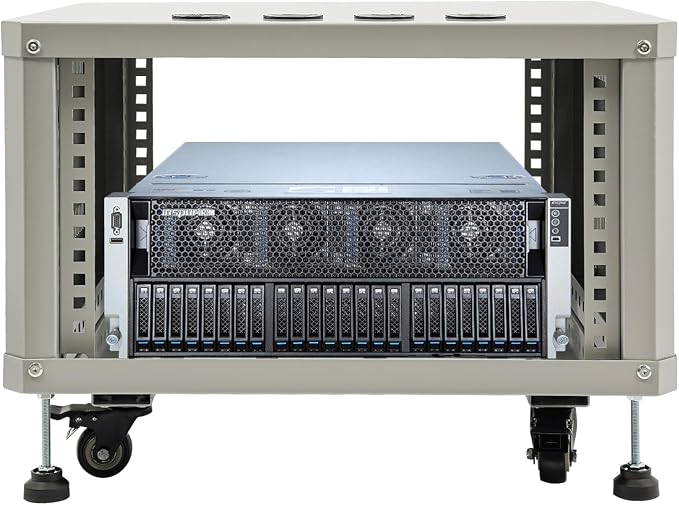 6U Stereo & Studio Rack with Wheels, Open Frame Audio Rack Cabinet, Rolling - Image 3
