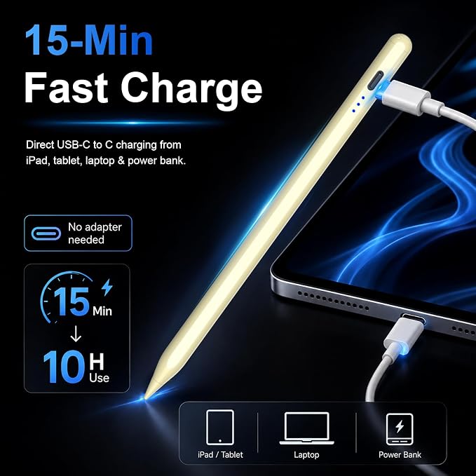 HATOKU Stylus Pen for iPad 2018-2026, 15 Mins Fast Charging Pencil 1st Gen - Image 2