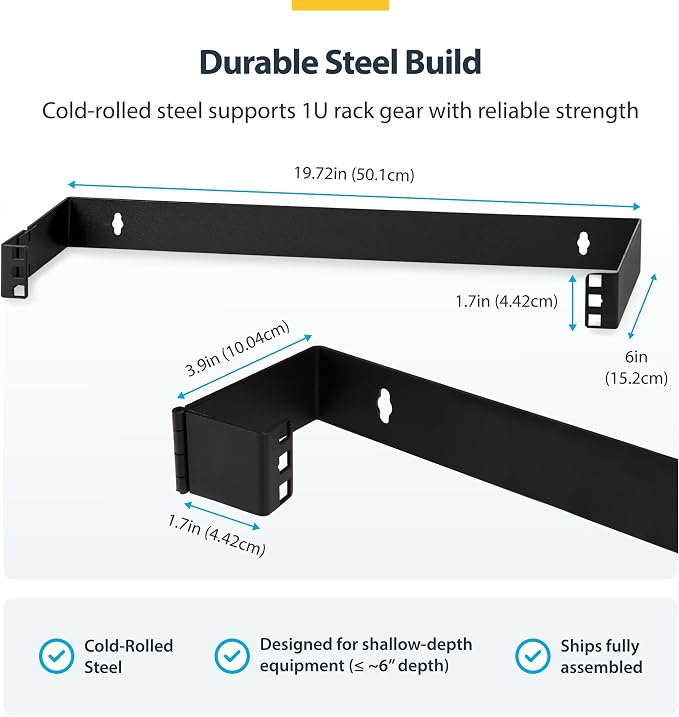 StarTech.com 1U Hinged Wall Mount Patch Panel Bracket - Image 3