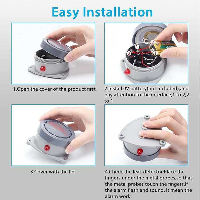 Water Leak Detector 5 Pack, Shackcom Water Alarm 110DB, Waterproof & - Image 6