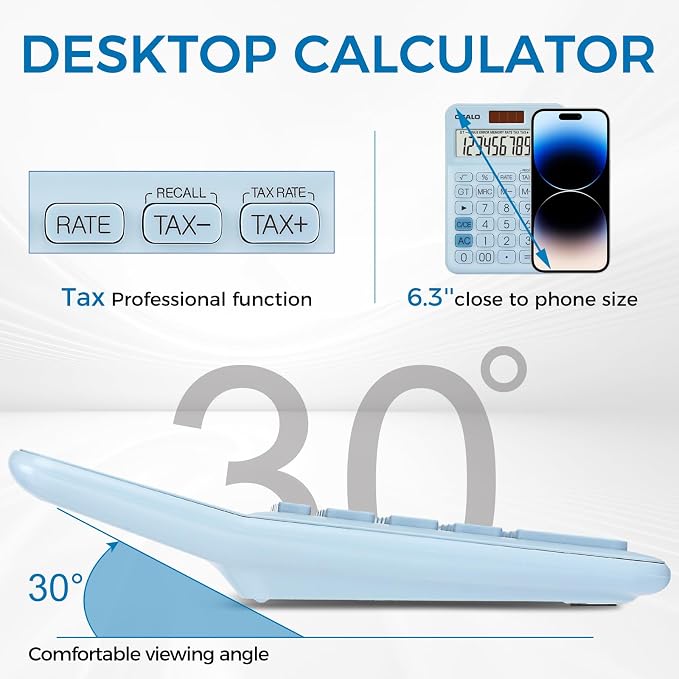 Pocket Small Size Desk Calculator, 12 Digit Large LCD Display, Basic Tax - Image 2