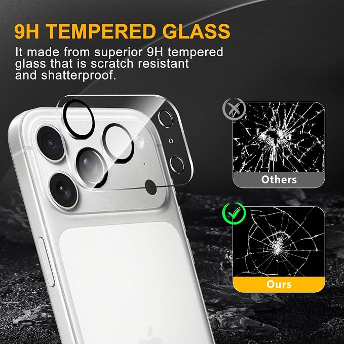 3 Pack Camera Lens Protector for iPhone 17 Pro Max, Tempered Glass, - Image 7