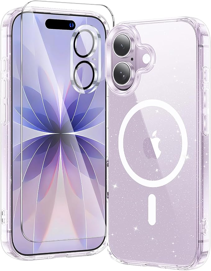 toushion 3 in 1 for iPhone 17 Case Clear Glitter, Fits MagSafe, Not Yellowing by Unknown