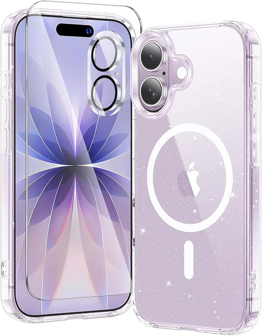 toushion 3 in 1 for iPhone 17 Case Clear Glitter, Fits MagSafe, Not Yellowing by Unknown