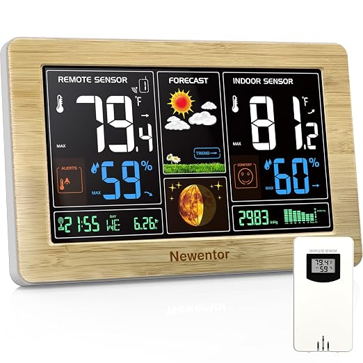 Newentor Weather Station Wireless Indoor Outdoor Thermometer, Color Display by Newentor