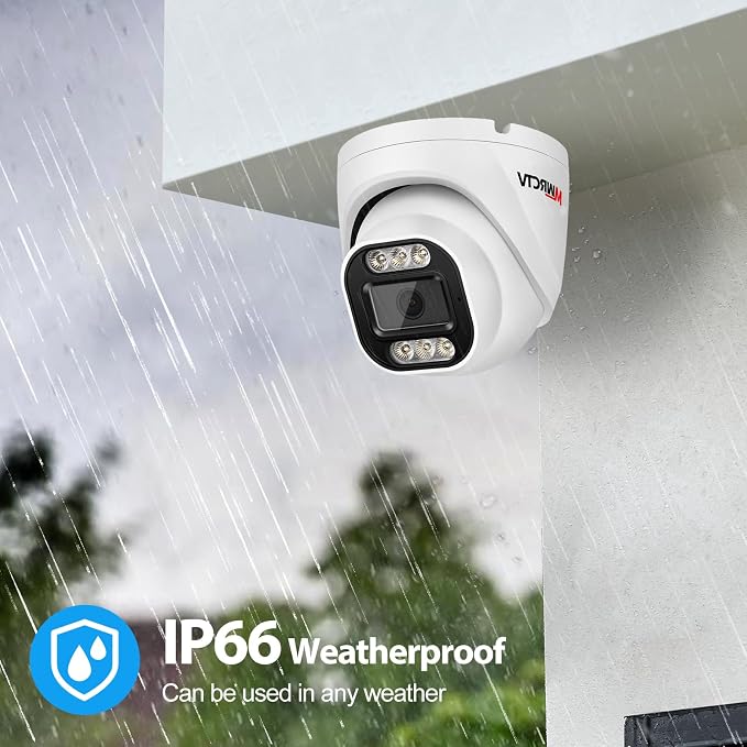 MWRCTV 8MP POE IP Camera Outdoor, 4K Turret Security Dome Camera 2.8mm Wide - Image 7