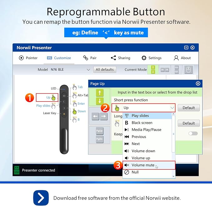 Norwii Rechargeable Bluetooth Presentation Clicker - Image 5