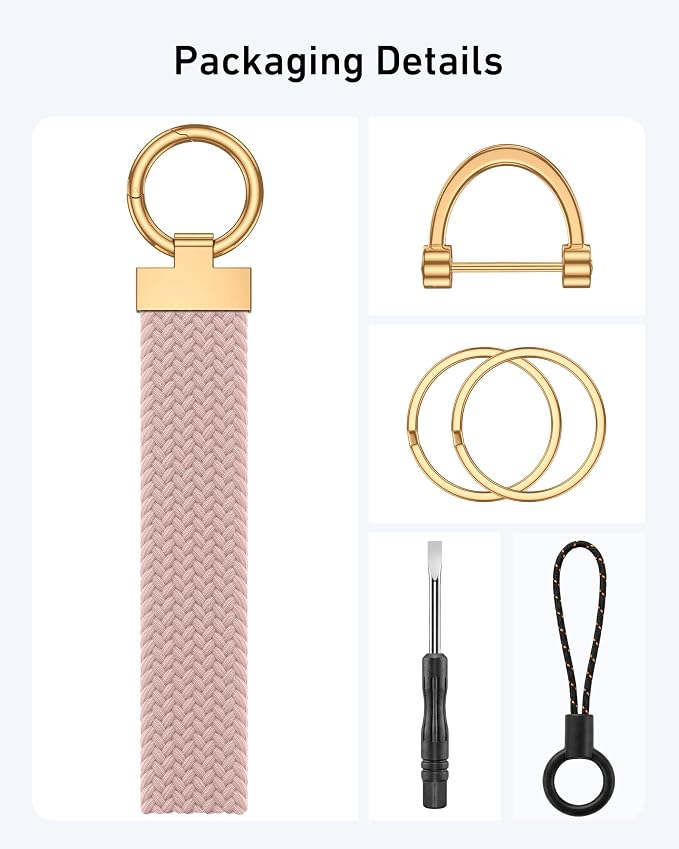 Stretchy Braided Wristlet D-Ring Detachable - Image 2
