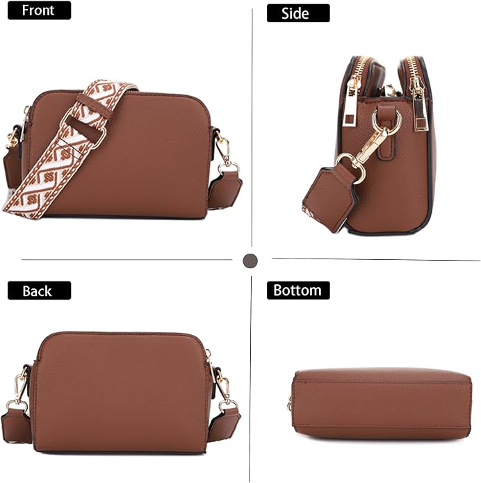 EVVE Crossbody Bags for Women Trendy Triple Zip Small Crossbody Camera Bag Purse - Image 6
