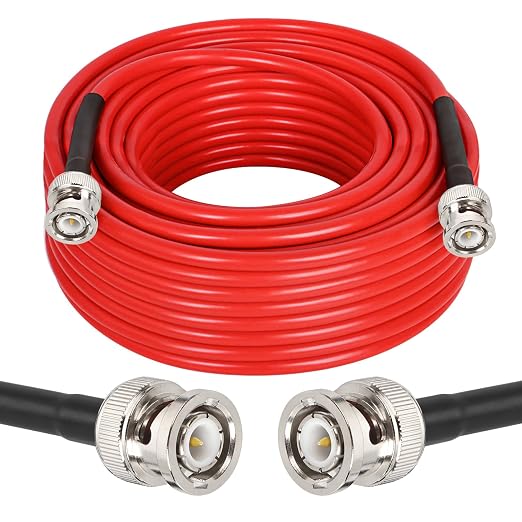 MOOKEERF BNC Cable - 50FT RG58 50 ohm BNC Male to Male Coax Cables Low Loss BNC by MOOKEERF