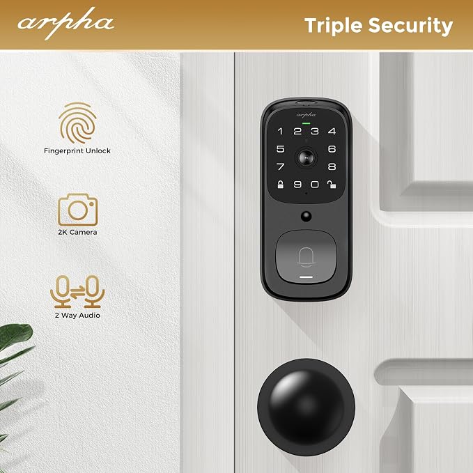 WiFi Smart Door Lock, 5-in-1 Fingerprint Keyless Entry Door Lock, Two-Way Audio - Image 6