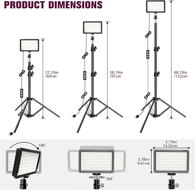 Photography Lighting Kit Dimmable 5600K USB Led Video Studio Streaming Lights - Image 3