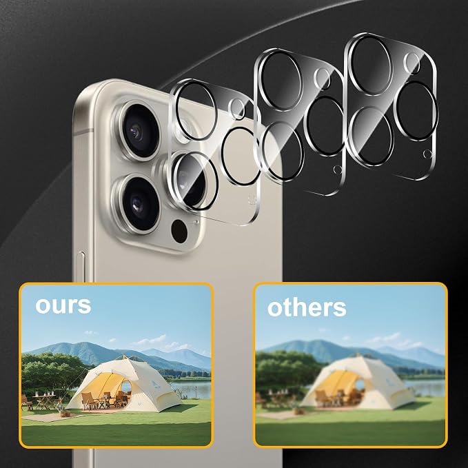3 Pack Camera Lens Protector for iPhone 14 Pro Max/iPhone 15 Pro Max/iPhone 14 - Image 6
