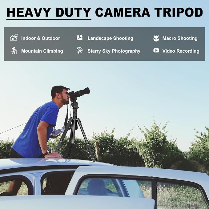 80/85 inches Heavy Duty Tripod for Camera and Phone, DSLR Binoculars Spotting - Image 2