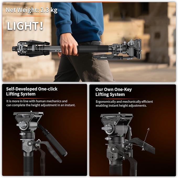 COMAN M1V5 Camera Monopod, One-Click Lifting Monopod - Image 2