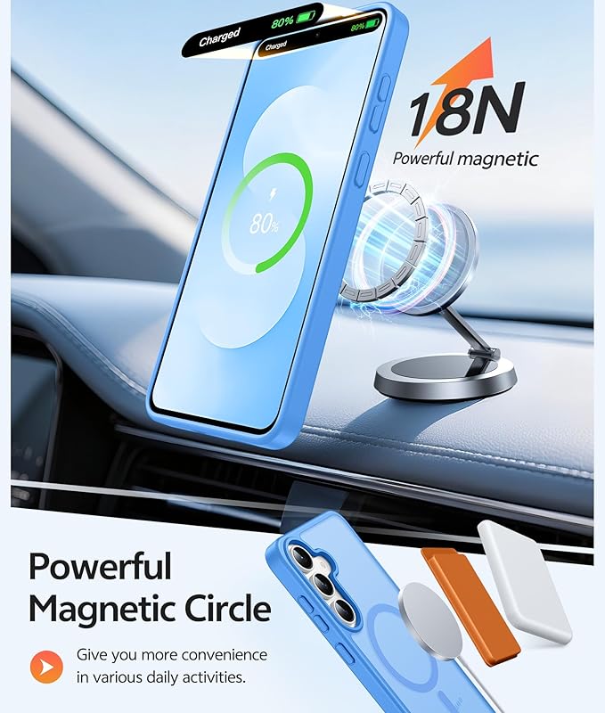 FNTCASE for Samsung Galaxy S25 FE Case: Magnetic Translucent Matte Military - Image 3