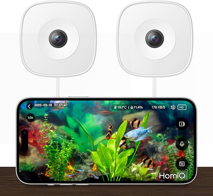 3MP 2K Aquarium & Terrarium Pet Camera, Magnetic Install & Close-Focus Lens by HomiQLife