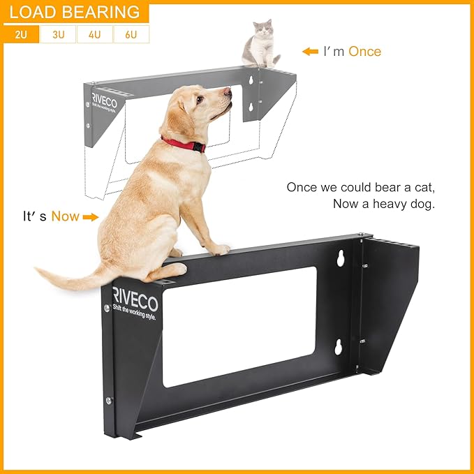 RIVECO 2U Wall Mount Rack for Network| Reinforced Heavy Load 66-99 LBS Small - Image 3