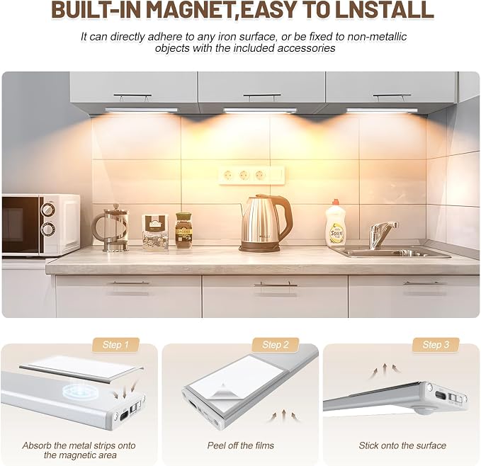 6 Pack Under Cabinet Lights Wireless, 50 LED Motion Sensor Light Indoor - Image 6