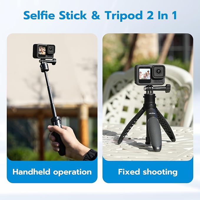TELESIN 40cm/15.75'' Selfie Stick Tripod, Quick Release Portable Vlog Camera - Image 4