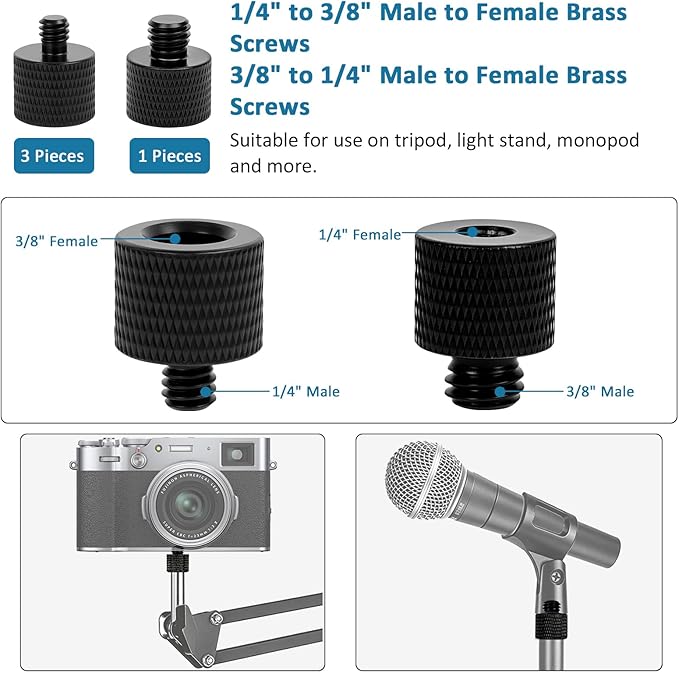 24 Pcs Camera Tripod Adapter, 1/4 to 3/8 Threaded Converter Camera Screw Mount - Image 5
