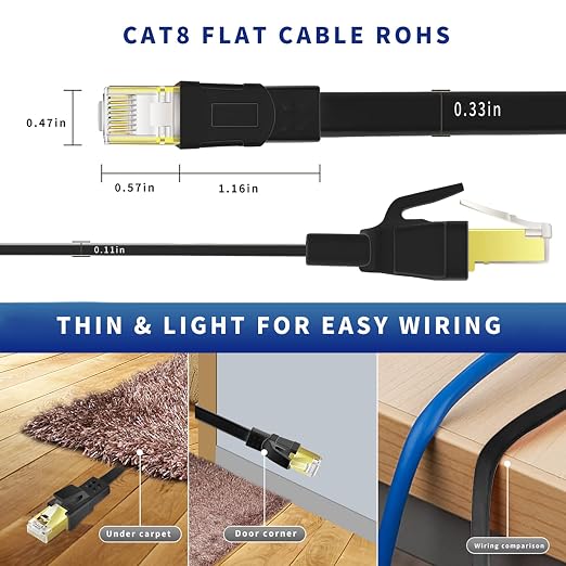 CAT8 Ethernet Cable 25 ft, High Speed Heavy Duty Cat8 LAN Network Cable 40Gbps - Image 3