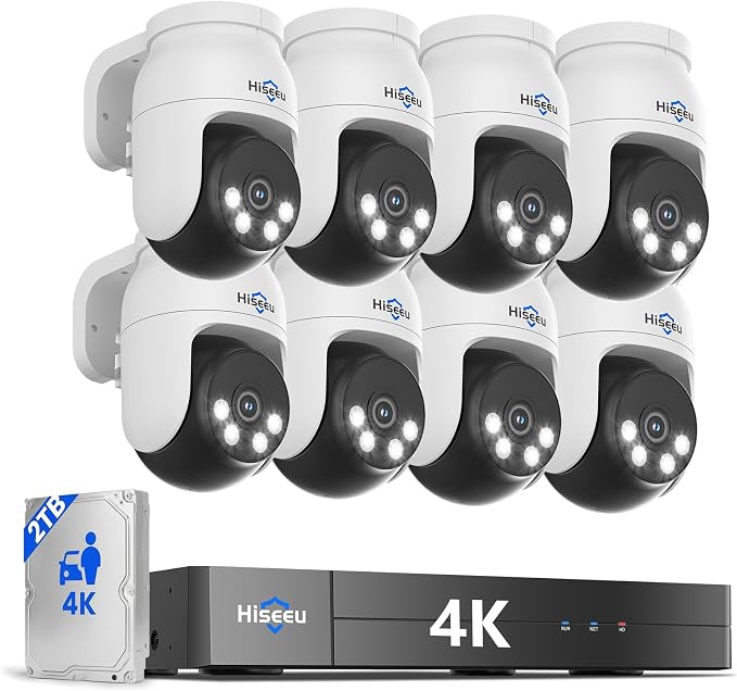 Hiseeu 4K PTZ Wired Security Camera System by Hiseeu