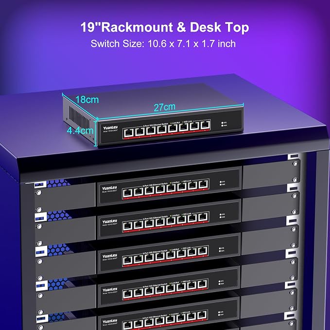YuanLey 8-Port 10G Ethernet Switch, 8 x 10Gbps RJ45 Ports, Support - Image 5
