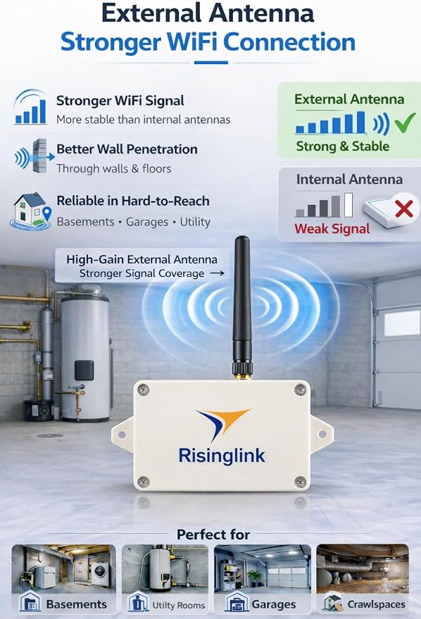 WiFi Water Leak Detector with 6.5 ft Sensing Cable, Whole-Area Leak Detection - Image 5