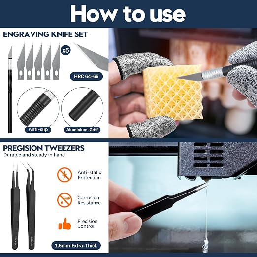 50-Piece 3D Printer Tool Kit, 3D Printing Accessories Compatible - Image 5