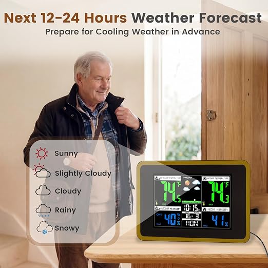 Weather Stations Wireless Indoor Outdoor Thermometer, Color Display Digital - Image 5