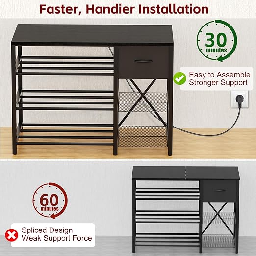 3D Printer Stand with Filament Storage Rack, 3-Tier Filament Holder with Drawer - Image 6