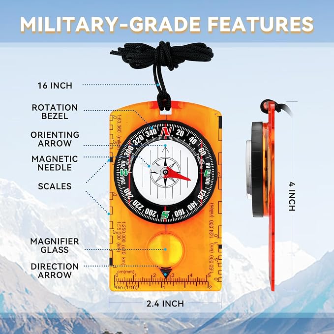 Compass Hiking Survival, Wilderness Survival Compass - Image 3